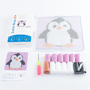 Kits de ganchos de pestillo personalizados, almohada de pingüino bonito, aguja de ganchillo, hilo liso, <span class=keywords><strong>punto</strong></span> de <span class=keywords><strong>cruz</strong></span>, gancho de pestillo, Kits de alfombras <span class=keywords><strong>para</strong></span> decoración de interiores de adultos - Product Image 2