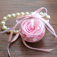 Porte-clés sphère en acrylique Rose Éternelle, fleur préservée unique avec nœud en satin, décoration à suspendre au véhicule, cadeau pour elle, Fête des Mères