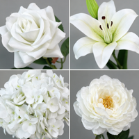 Offre Spéciale : Bouquet de fleurs artificielles en soie blanches, sur pied, respectueuses de l'environnement, pour décoration florale de mariage et de la maison