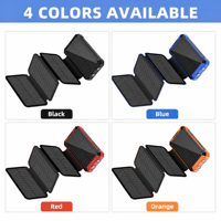 Chargeur solaire portable pliable pour l'extérieur avec chargeur solaire intégré à 4 panneaux et lampe torche LED, batterie externe à charge rapide de 20000 mAh