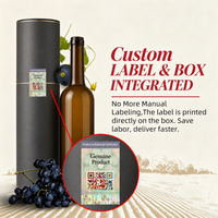 Boîte à vin ronde personnalisée avec étiquette holographique anti-contrefaçon, ensemble d'emballage cadeau de luxe pour une seule bouteille, logo OEM