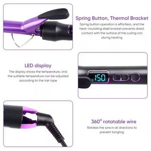เครื่องม้วนผมดิจิตอล 130-210 องศาเซลเซียส 20 วัตต์ เคลือบเซรามิก แรงดันไฟฟ้าคู่ เครื่องมือจัดแต่งทรงผมระดับมืออาชีพ ดีไซน์เปลี่ยนหัวได้ เปลี่ยนหัวได้อย่างรวดเร็ว - Product Image 3