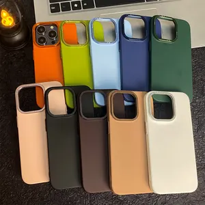 for iPhone 15 Pro super ultra thin skin touch feeling rubber oil coating Hard PC slim phone case with metal camera ring