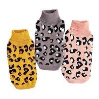 Pull tricoté moderne à imprimé léopard pour animaux de compagnie, col montant, pour l'hiver, chaud et élégant, confortable pour l'extérieur