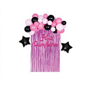 Peiyong Ensemble de 32 ballons roses et noirs avec rideau de pluie pour la décoration de fête, modèle 60024 - Product Image 1