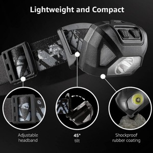 Lampe frontale légère et réglable, charge rapide par USB, plusieurs fonctions d'éclairage, adaptée aux pannes de courant - Product Image 3