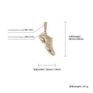 Novedad de moda: Zapatillas de <span class=keywords><strong>hombre</strong></span> estilo Hip Hop con circonitas cúbicas y colgante de oro de 14K, estilo 'Iced Out', <span class=keywords><strong>para</strong></span> exterior, venta al por mayor, con colgante tipo collar. - Product Image 4