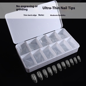 Caja blanca de plástico para explosiones, cubierta completa francesa, exfoliante ultrafino sin costuras, gota de agua larga, almendra, <span class=keywords><strong>uñas</strong></span> postizas no talladas - Product Image 5