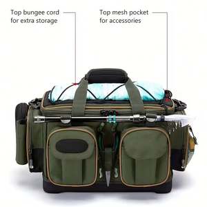 Sac à bandoulière léger et pliable en polyester avec fermeture éclair, sac de rangement portable pour matériel de pêche et cannes à pêche pour l'extérieur - Product Image 4