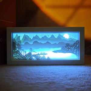 Caja de Papel con Diseño de Anime, Caja de Fotos 3D Personalizada, Caja de Luz con Recortes de Papel, Lámpara Nocturna LED, Arquitectura Islámica, Paisaje, Marco de Madera - Product Image 6