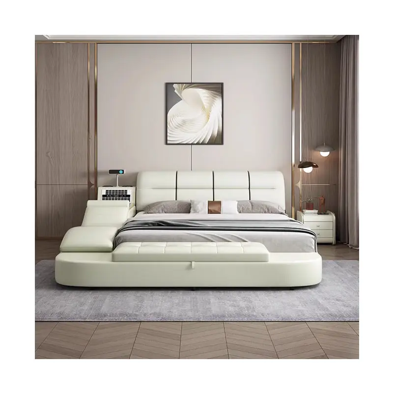 Massagebedden Moderne Elektrische Kingsize Multifunctioneel Bed Slaapkamermeubilair Luxe Opslag Smart Bed