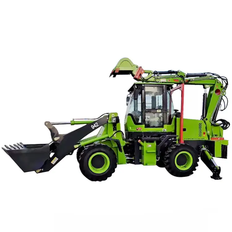 Construction Machinery 4wd Compact Wheel Loader With Backhoe Digging Backhoe Loader