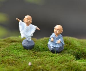 Decoración de mesa fengshui para el hogar, 4 diseños, 3 colores, figuras de pequeños bebés y monks, figuritas religiosos de resina marfil - Product Image 5