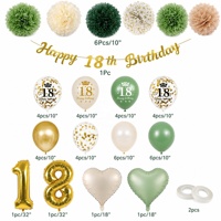 Décorations de fête pour 18e anniversaire, ballons en latex vert et or, et ensemble de ballons en feuille en forme de chiffre 18