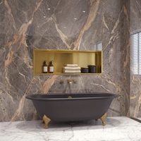 Niche de douche encastrée pour salle de bain, Or mat et Noir, 12"x20", Acier inoxydable 304, Étanche, Écologique, Durable, Garantie 3 ans