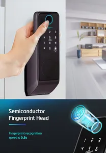 <span class=keywords><strong>AGSHOME</strong></span> Serrure de porte intelligente électronique Tuya WiFi Cloud en alliage d'aluminium de grade B, déverrouillage par carte-clé pour plusieurs portes - Product Image 3