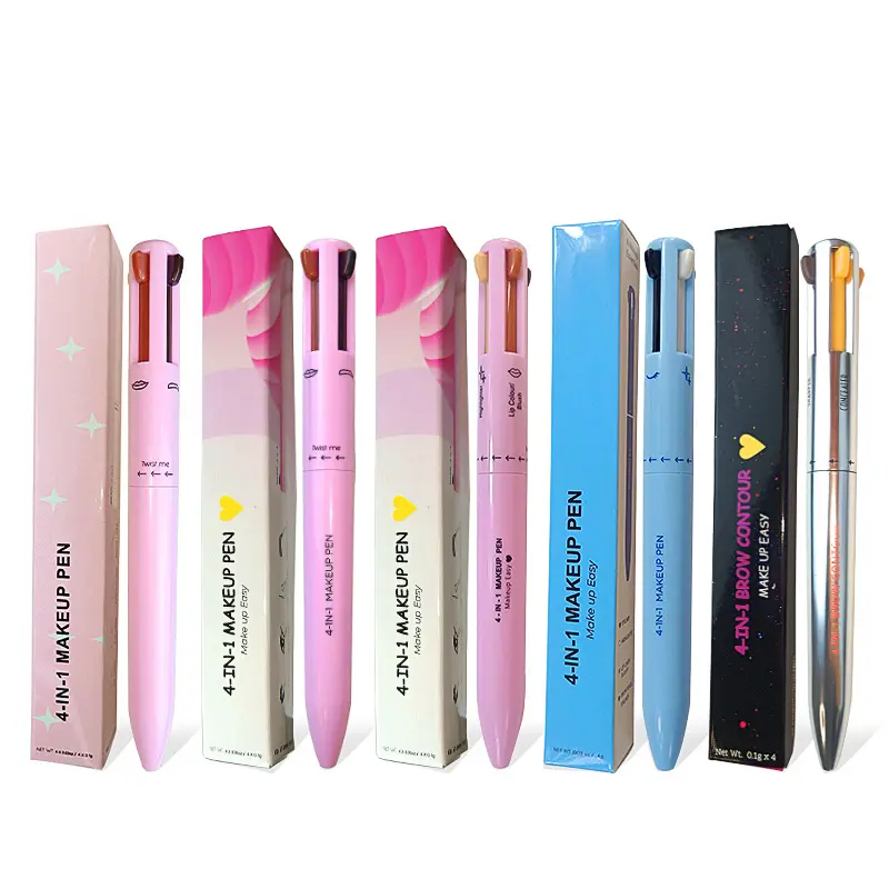 Portable Eyeliner Eyebrow Lip Highlighter In One Pen 4 in 1 Cruelty Free Long-lasting Makeup Pen Custom Private Label