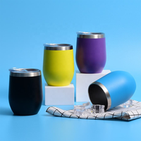 Gobelet à vin sans pied portable de 12 oz ODM, rond, pour le lait, le café, en acier inoxydable, mug classique, sous vide, pour les fêtes