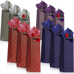 Bolsas de Regalo para Vino <span class=keywords><strong>STELA</strong></span> VINE, Paquete de 12, Papel Kraft, Asas de Cuerda, Etiquetas de Regalo, Papel de Seda, Aptas para Botellas de Vino y Champán Estándar - Product Image 1