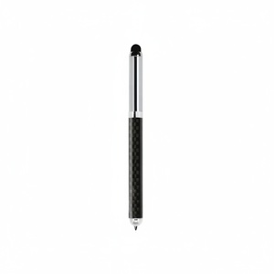 Premium Cylindrical Dual Function <b>Pen</b> with Silver Rose <b>Gold</b> Metal Upper and Woven Texture Black Barrel Stylus Writing Tip Custom - Product Image 3