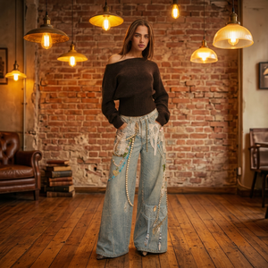 Jean décontracté d'été en denim bleu délavé coupe droite taille basse ample respirant style Y2K pour femme – Vente en gros - Product Image 1