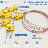 Termopar de vidrio miniatura tipo K importado con cable de sensor de temperatura TT-K-30-SLE GG-K-30-SLE Terminación de enchufe OEM/ODM