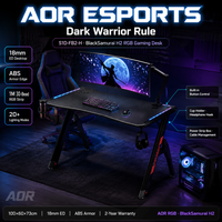 Bureau de Gaming AOR RGB LED ABS Armor 20 Modes BlackSamurai H2 avec Porte-Gobelet, Support Casque, Multiprise 100x60cm Vente en Gros Usine 2026