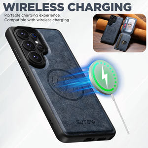 Funda de Lujo de Cuero PU con Soporte y Carga Magnética Inalámbrica para Samsung <span class=keywords><strong>Galaxy</strong></span> S26 Ultra S25 S24, Diseño Grano de Piel de Becerro - Product Image 2