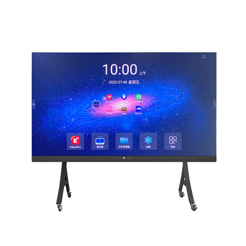 Tela de parede multifuncional, tela inteligente para escola com montagem integral, tela sensível ao toque digital, display de led