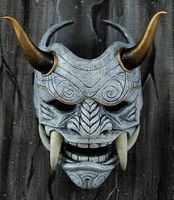 Masque fantôme japonais Hannya Samurai, masque en latex pour visage fantôme Hannya Horror Cosplay, adapté aux accessoires de déguisement de fête d'Halloween