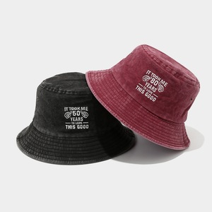 Nouvel Arrivage – Chapeau Bob Rétro en Coton Délavé avec Broderie Humoristique « 50 Ans », Unisexe, pour l'Extérieur et Décontracté, Protection Solaire - Product Image 3