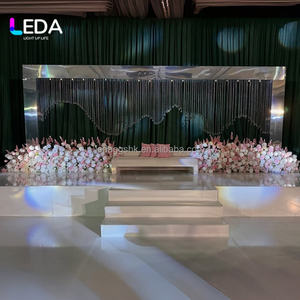 LEDA Wholesale Modern Silver Stainless Steel Arch Wedding Backdrop Stand with <b>Bead</b> <b>Curtain</b> Stage Decoration for Events - Product Image 1