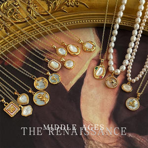 Collier vintage plaqué or véritable 18 carats, chaîne de clavicule papillon <span class=keywords><strong>en</strong></span> coquillage médiéval, accessoire rétro haut de gamme tendance - Product Image 3