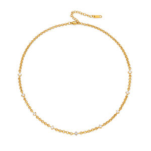 MYNECK 2026 NUEVO Conjunto de Collar de Cadena Cubana de Acero Inoxidable con Baño de Oro de 18K y Circonita, Estilo HIPHOP, para Mujer - Product Image 5