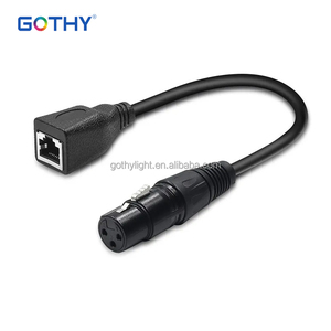 Câble adaptateur XLR RJ45 XLR <span class=keywords><strong>3</strong></span> <span class=keywords><strong>broches</strong></span> femelle vers RJ45 femelle convertisseur <span class=keywords><strong>DMX</strong></span> 29cm métal et plastique - Product Image 1