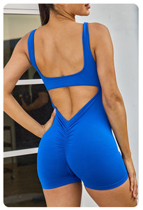 NNew Yoga Jumpsuit para mujer Primavera Verano sin mangas correas de hombro con espalda expuesta V-melocotón glúteos pantalones cortos - Product Image 6