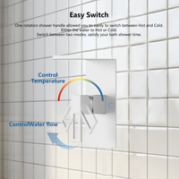 Ensemble de robinetterie de douche encastrée de style américain moderne avec mitigeur, support, cartouche céramique et corps en alliage électroplaqué
