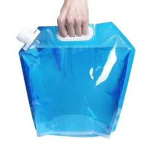 Custom Logo 5L 10L Drinking Water Bag Collapsible Water Carrier Expandable Pouch Storage Foldable Spout Pouch Kangen Water Bag