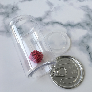 Empty Transparent Easy Open Plastic <strong>Can</strong> With Aluminum Lid