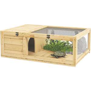 SDT005 Wooden <strong>Tortoise</strong> House Large <strong>Tortoise</strong> Habitat Enclosure <strong>Cage</strong> with Removable Bottom for Indoor &amp; Outdoor Small Animals - Product Image 3