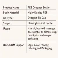 Bouteille compressible en PET de qualité alimentaire sans BPA avec bouchon à vis et applicateur à pointe fine pour huile essentielle et liquides