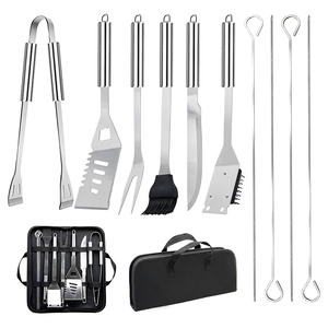Kit d'accessoires de barbecue en acier inoxydable 11 pièces, outils de grillade portables et pratiques avec sac de rangement pour grillades en plein air et camping - Product Image 1