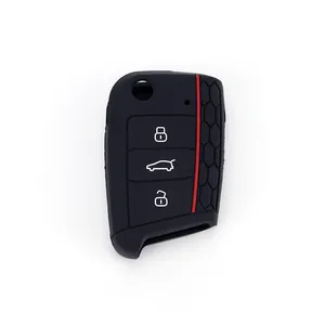 2024 Wholesale hot sale Car Accessories Silicone Car Key Cover 3 Button Car Remote Key Case For VW Golf 7with best price