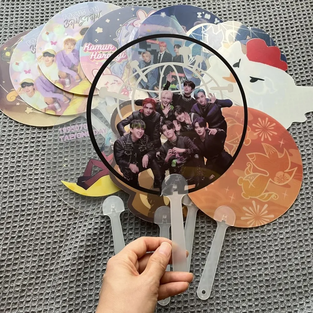 Korea event transparent picket 28*18CM Custom printing large plastic PVC Hand Fan for Idol