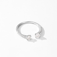 Bague ajustable élégante en argent sterling 925 véritable avec moissanite ronde pour femme, bijou de mariage en argent fin, cadeau