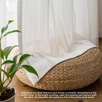 Cloison de rideau transparent brodé tissé blanc translucide pour rideaux d'installation facile de balcon de salon