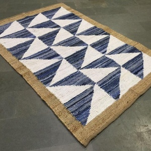 Hand Woven Jute Cotton Dhurry <b>Rugs</b>-Pet Friendly Non-Slip Reversible Geometric Design Rectangle Shape - Product Image 1