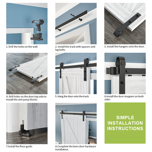 Juego de Herrajes Modernos para Puertas Corredizas de Madera Maciza Negra para Interiores en Dormitorios y Baños - Product Image 6