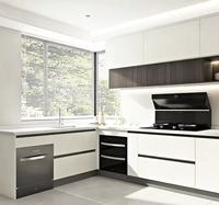 Meubles de cuisine modulaires sur mesure de haute qualité, design moderne, en MDF blanc brillant, fabriqués en Chine, par Ais Living.