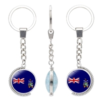 233 pays Design drapeau rotatif porte-clés drapeau national du pays porte-clés Promotion cadeau filature verre dôme Cabochon porte-clés